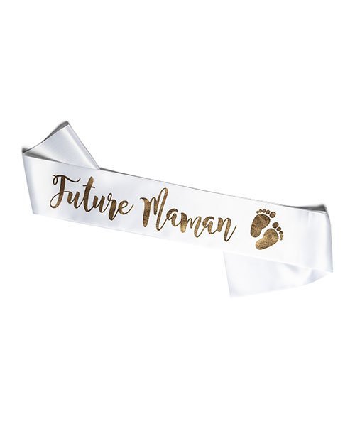 Echarpe Blanche Baby Shower Future Maman Lettres Or