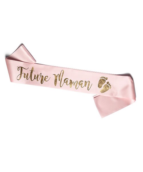 Echarpe Rose et Or Baby Shower Future Maman Lettres Or