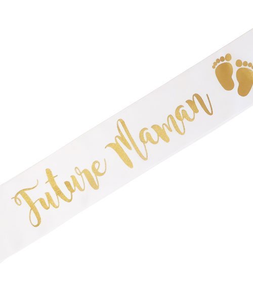 Echarpe Blanche Baby Shower Future Maman Lettres Or