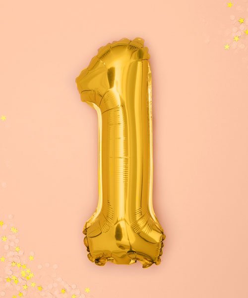 Ballon Chiffre 1 couleur Rose Gold (Taille : 35 ou 86 cm) - Olili