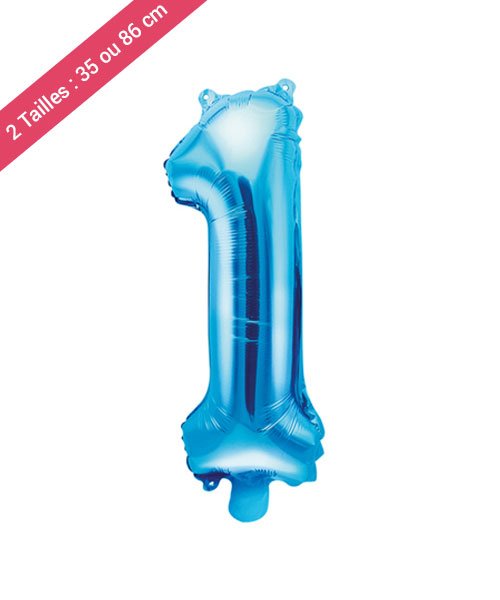 Ballon Chiffre 1 couleur Bleu (Taille : 35 ou 86 cm) - Olili