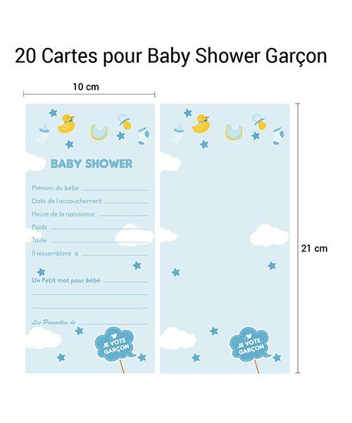 10 Cartes Pronostics pour Baby Shower Garçon - Olili