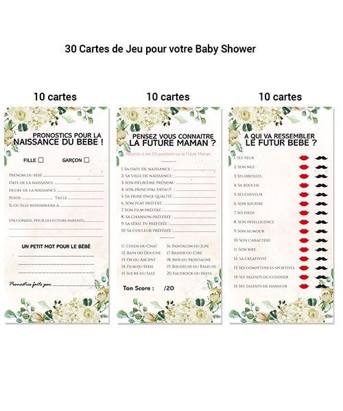 30 Cartes de Jeu pour Baby Shower - Collection Nature - Olili